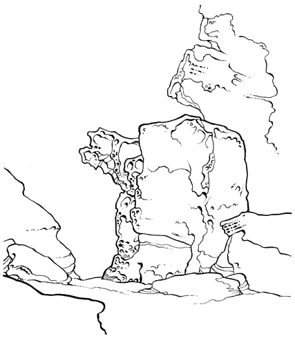 Illustration - Cliffs in ink